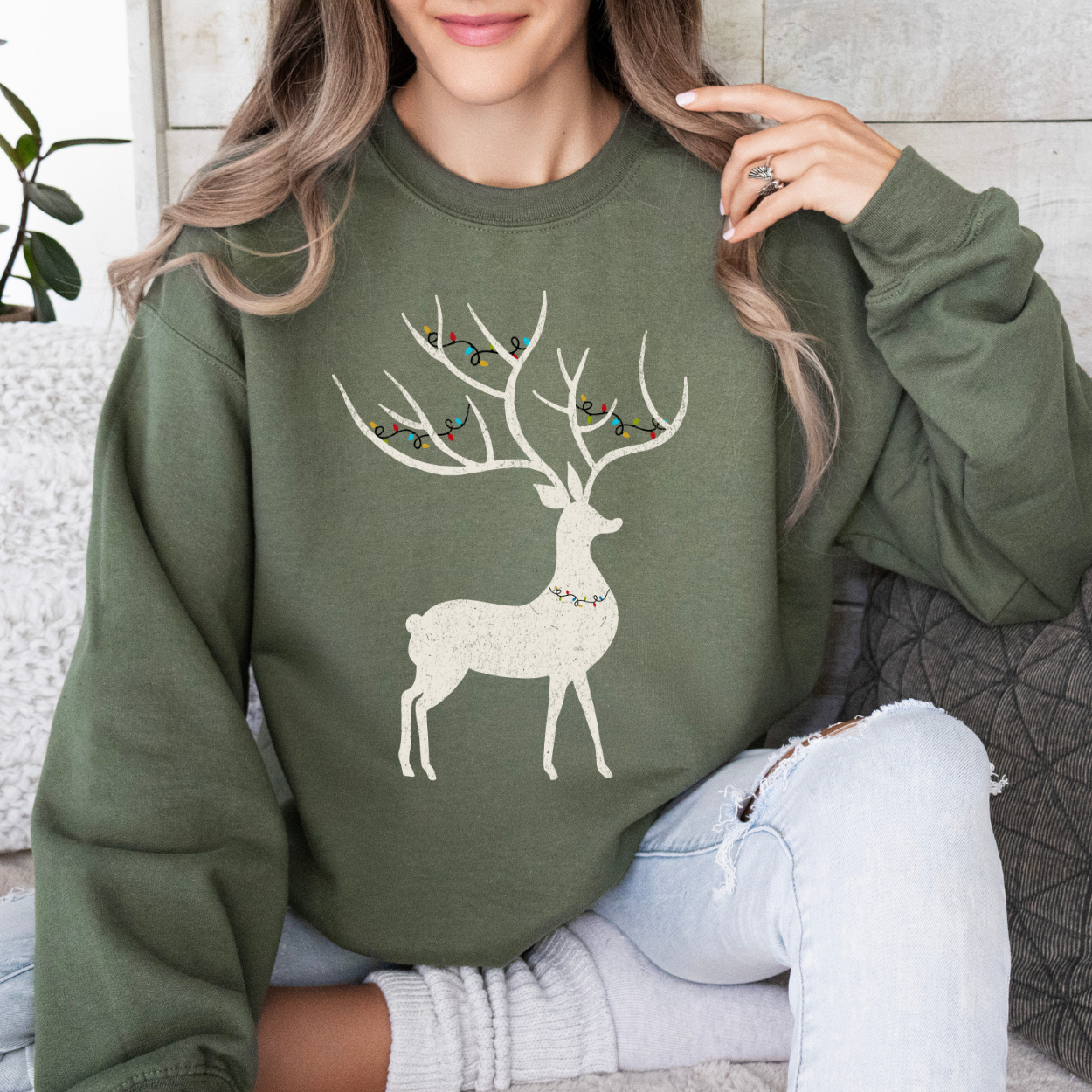 Christmas buck women's holiday sweatshirt