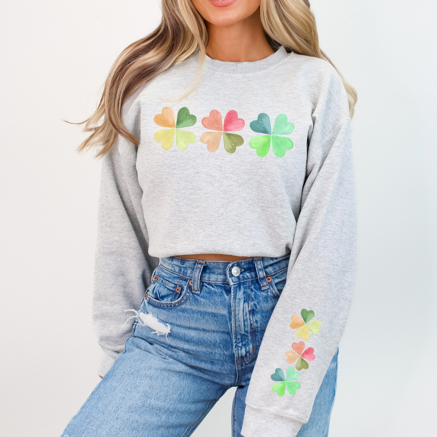 St. Patrick's Day rainbow four leaf clover sweatshirt