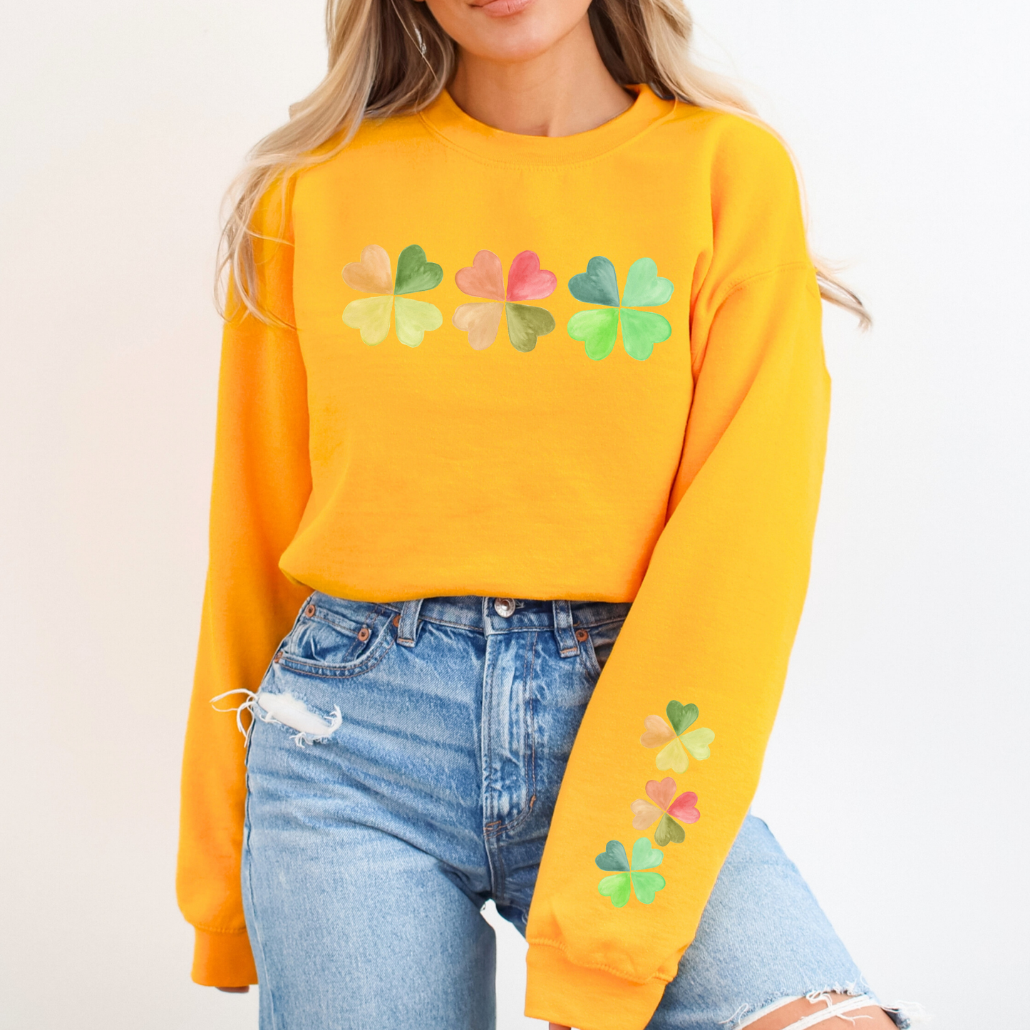 St. Patrick's Day rainbow four leaf clover sweatshirt