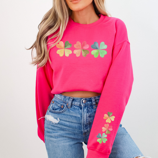 St. Patrick's Day rainbow four leaf clover sweatshirt