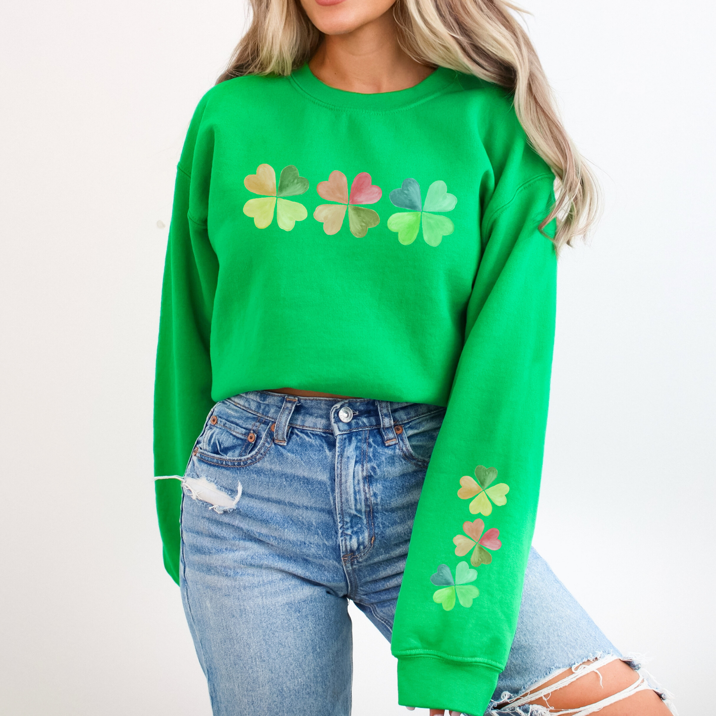 St. Patrick's Day rainbow four leaf clover sweatshirt