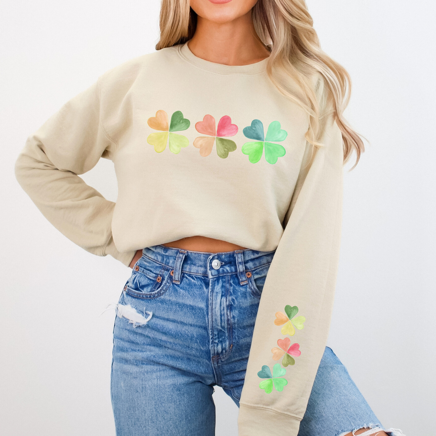 St. Patrick's Day rainbow four leaf clover sweatshirt