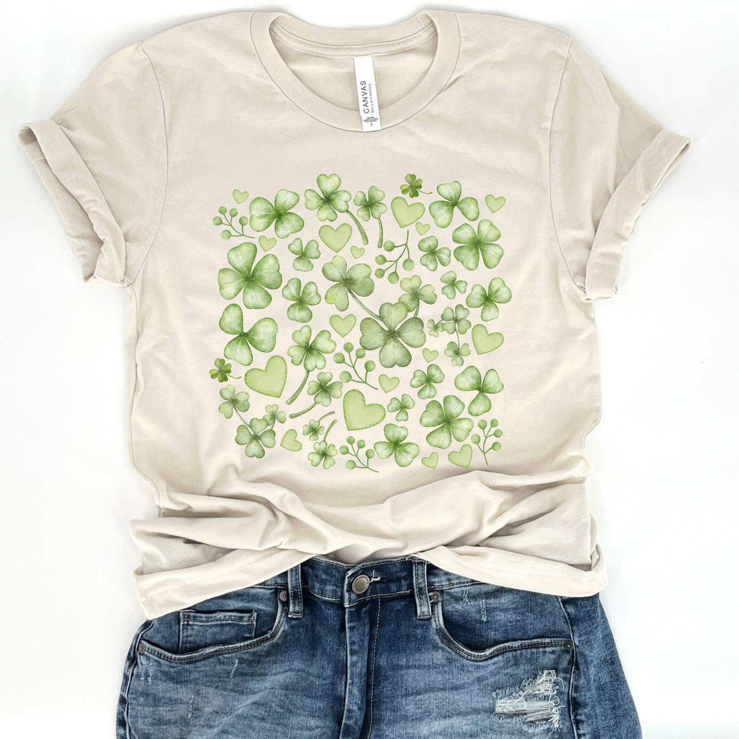 Green clover's St. Patrick day women's floral graphic t-shirt