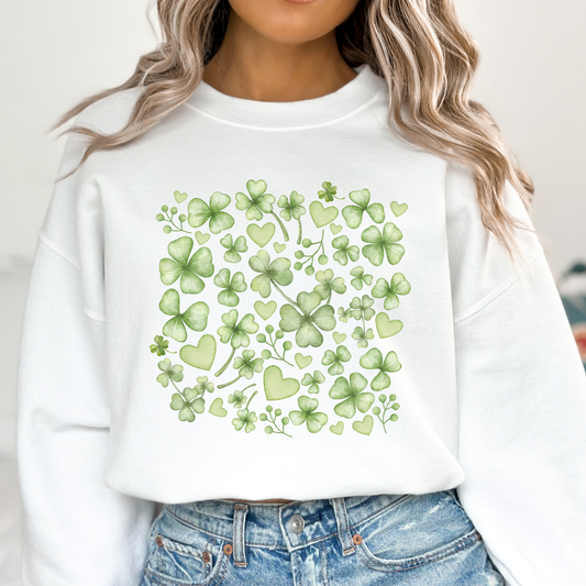 St. Patrick's day field of clovers graphic sweatshirt