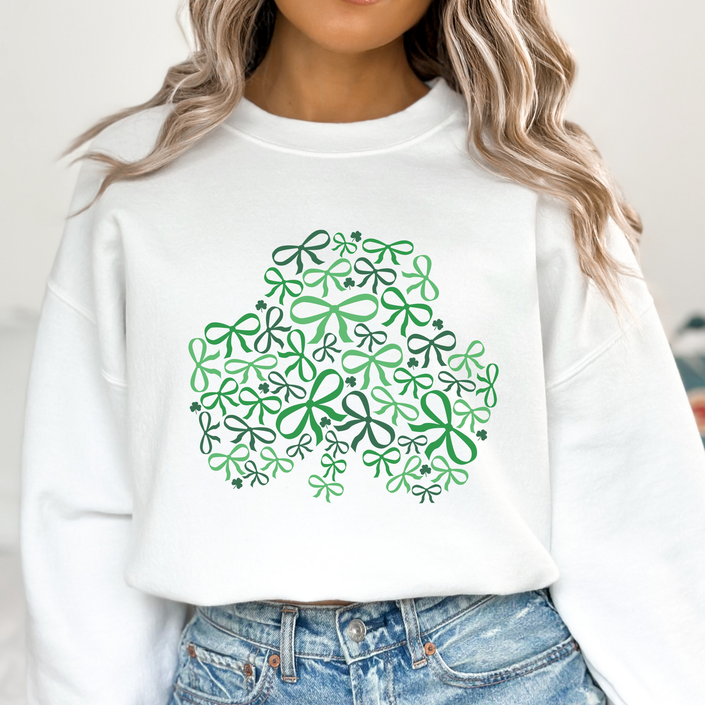 St. Patrick's Day bows and shamrock sweatshirt