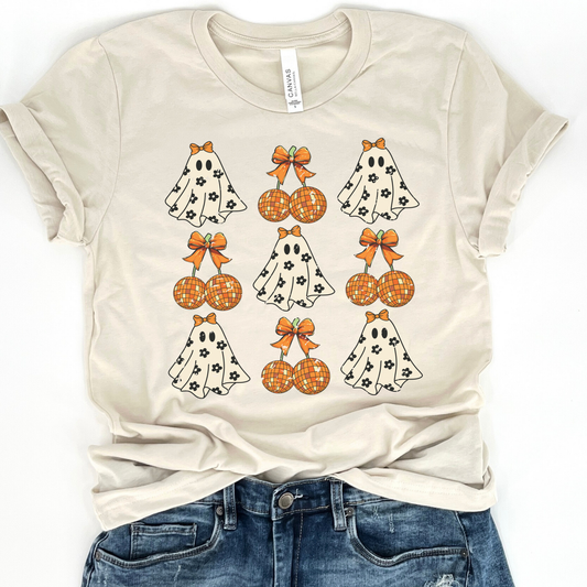 Disco Cherries and Dancing Ghost Coquette Halloween t-shirt