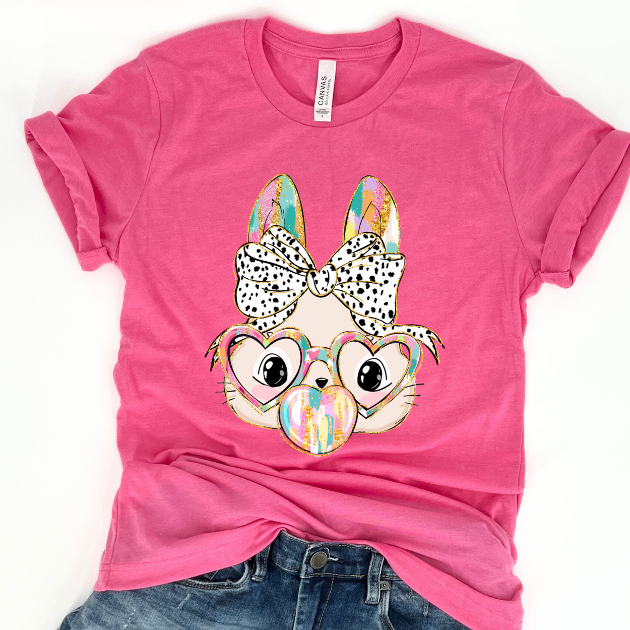 Easter bunny blowing bubbles graphic t-shirt