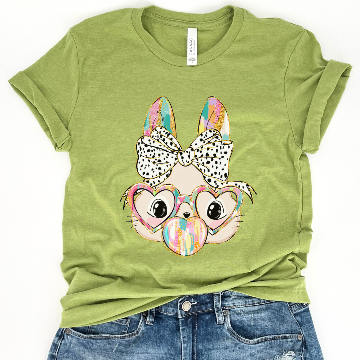 Easter bunny blowing bubbles graphic t-shirt