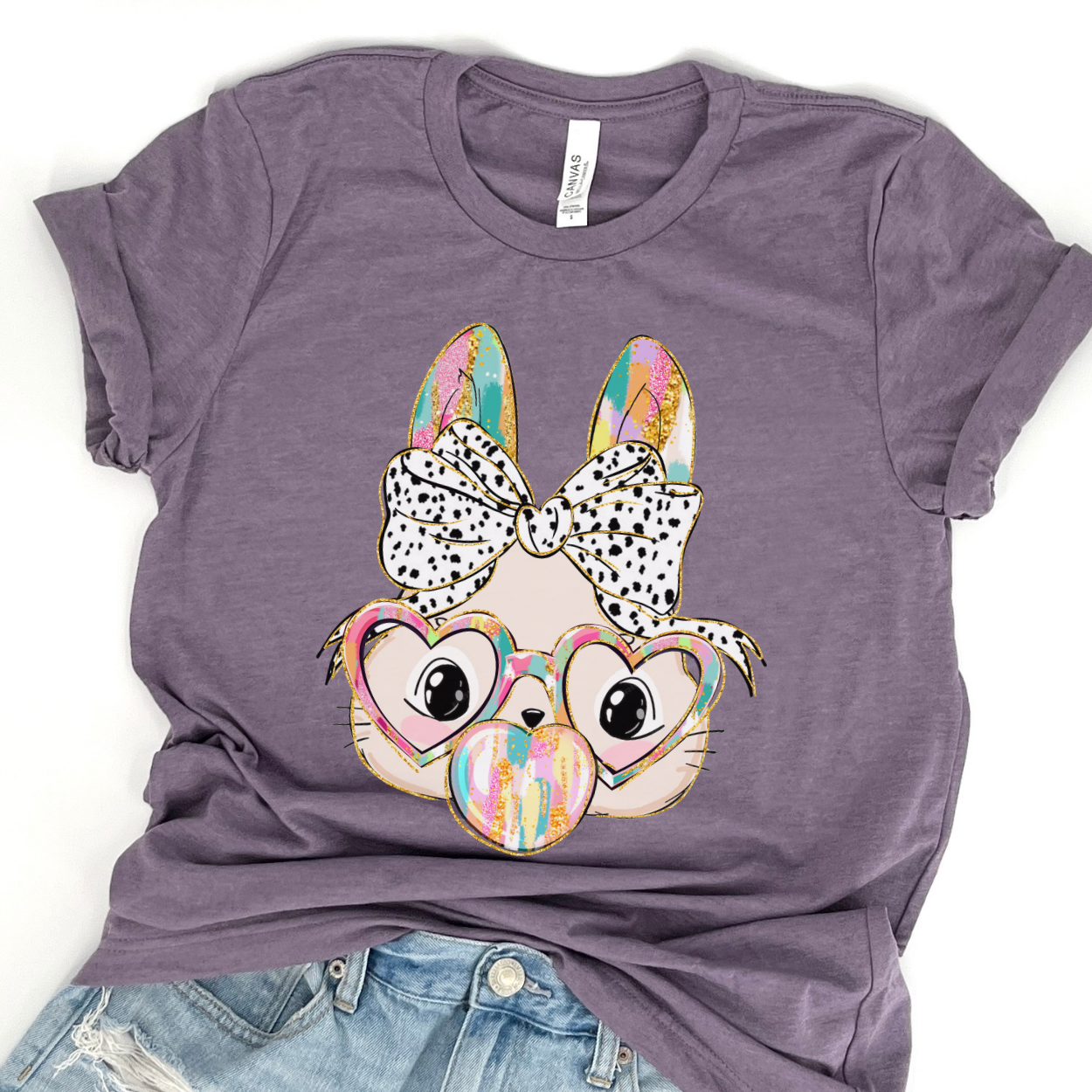 Easter bunny blowing bubbles graphic t-shirt