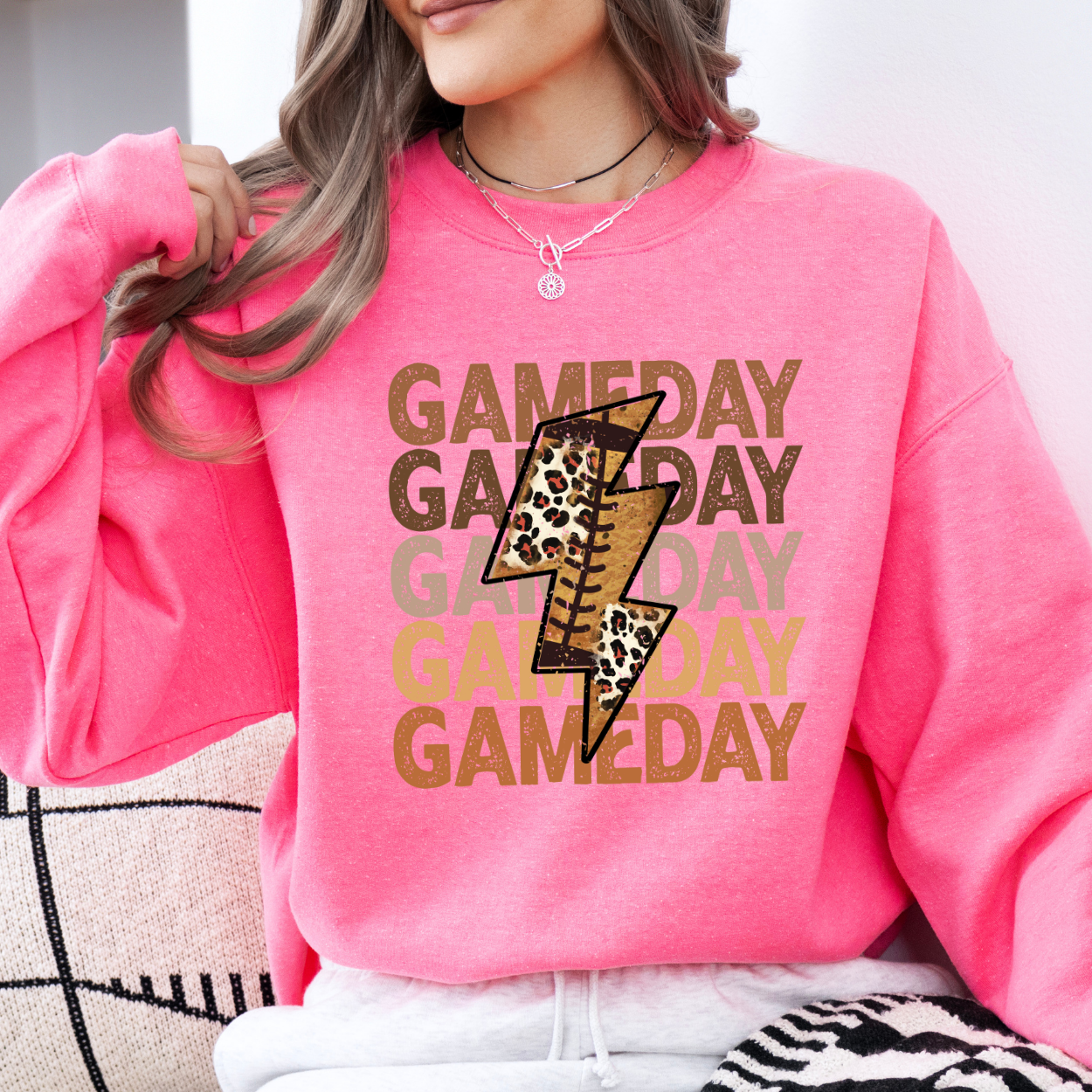 Game Day Leopard print football sweatshirt