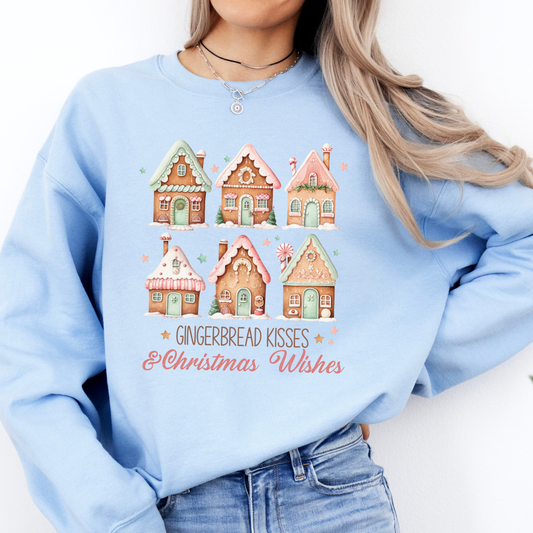 Gingerbread kisses and Christmas wishes women's sweatshirt