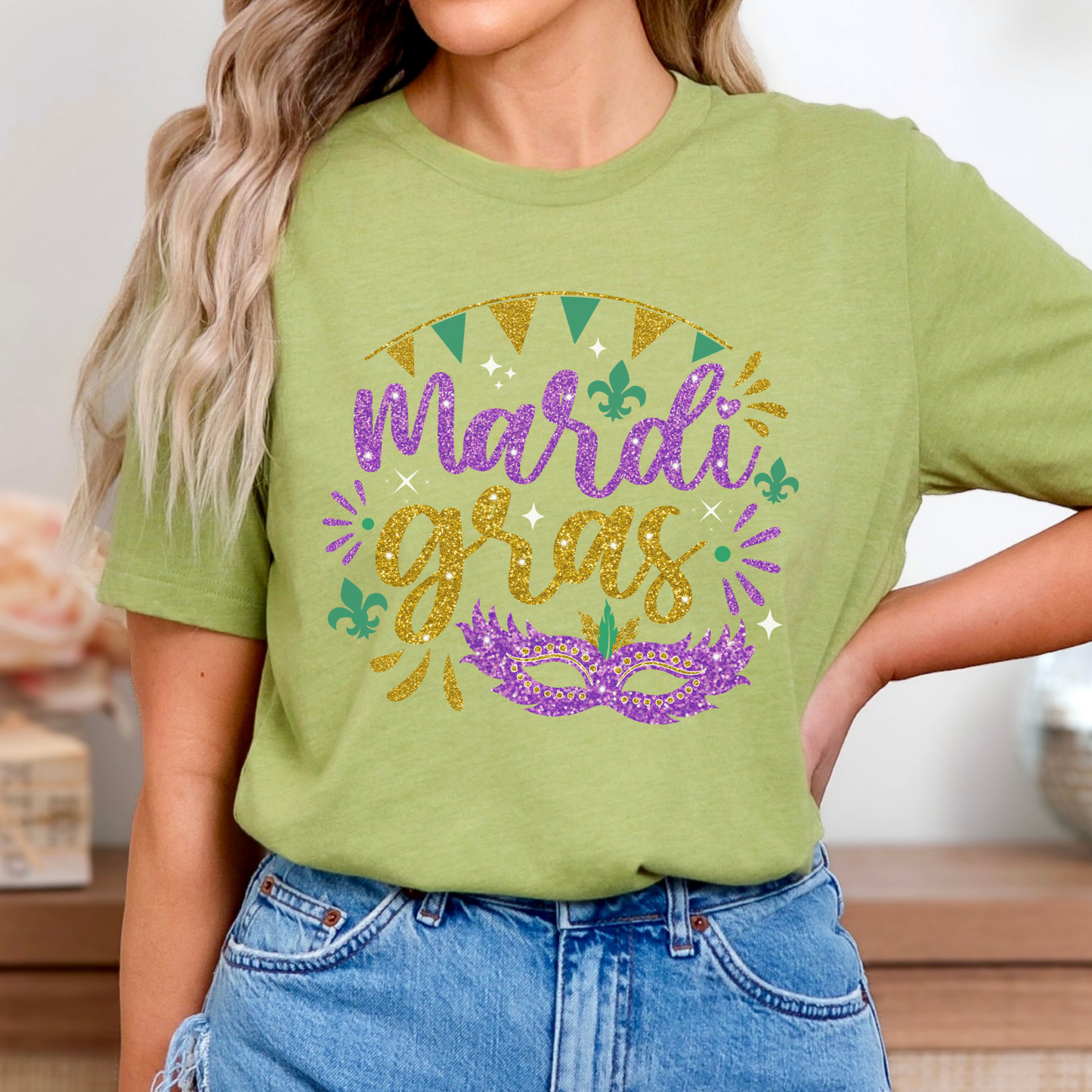 Sparkling Mardi Gras women's graphic t-shirt