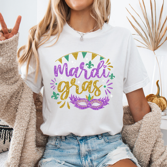 Sparkling Mardi Gras women's graphic t-shirt