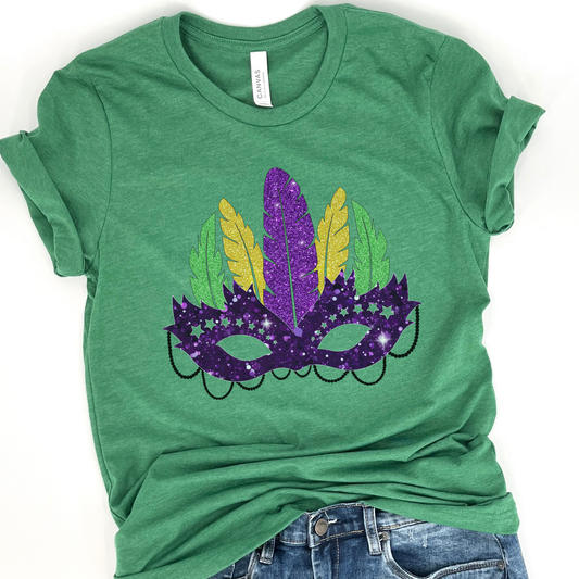 Mardi Gras mask women's graphic t-shirt