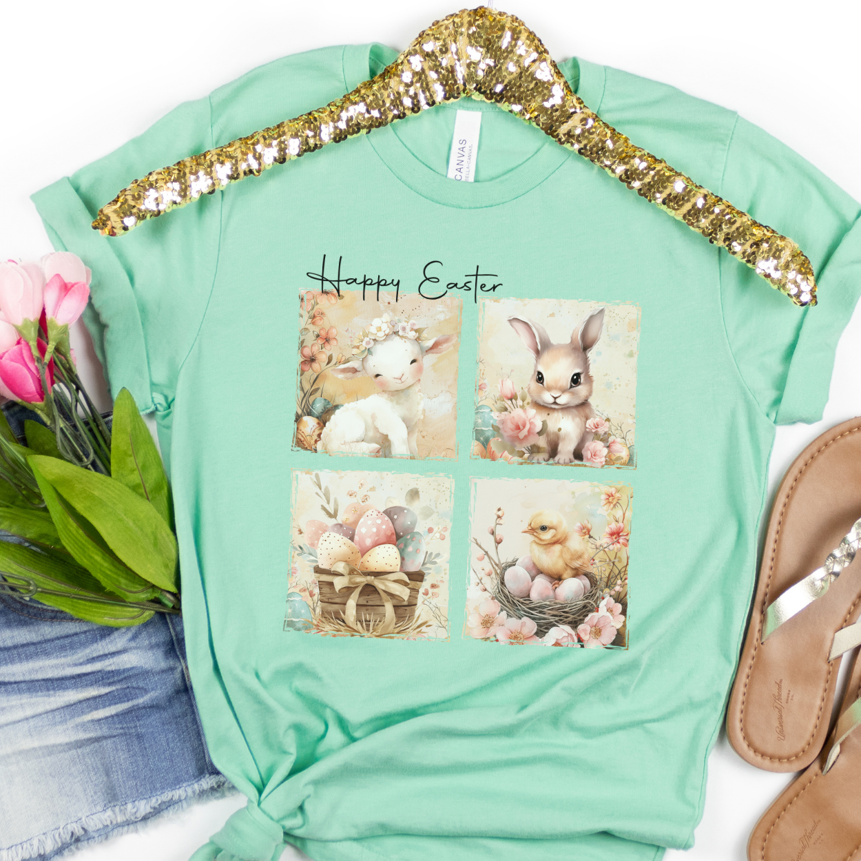 Happy Easter soft pastel women's graphic t-shirt