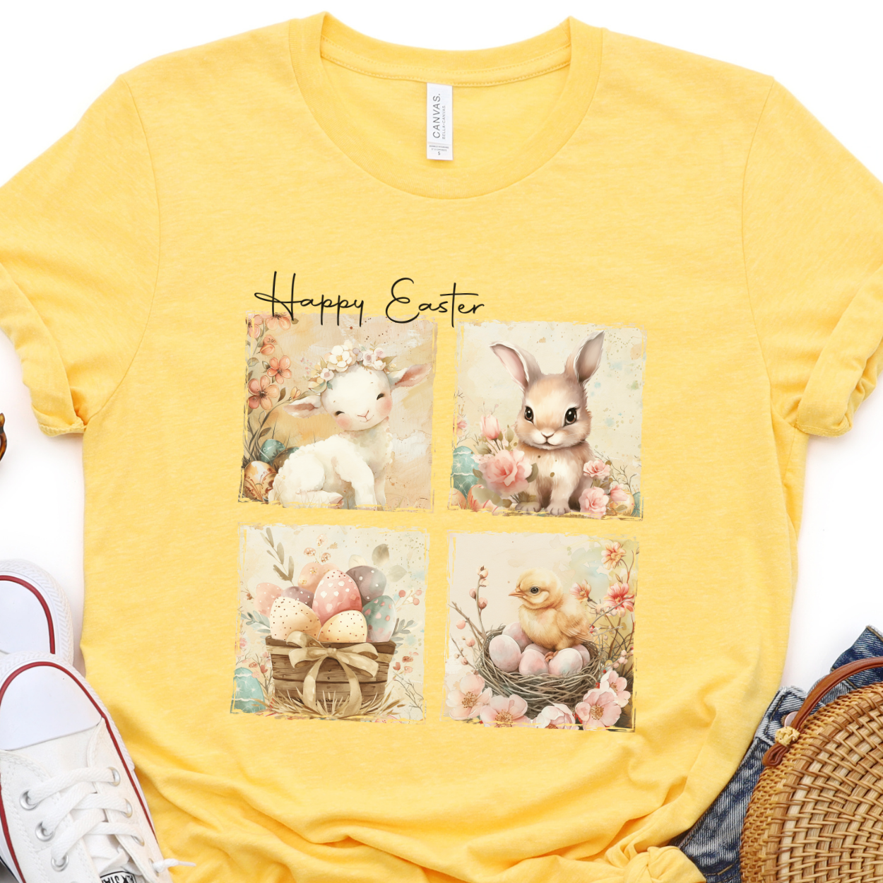 Happy Easter soft pastel women's graphic t-shirt