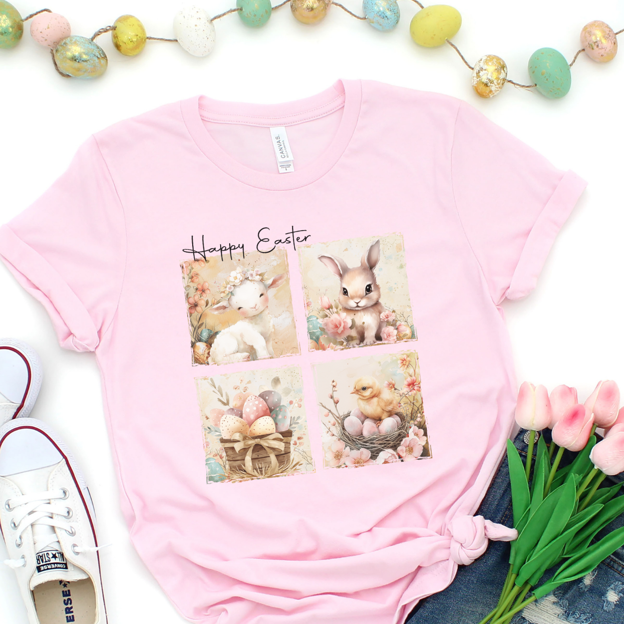 Happy Easter soft pastel women's graphic t-shirt