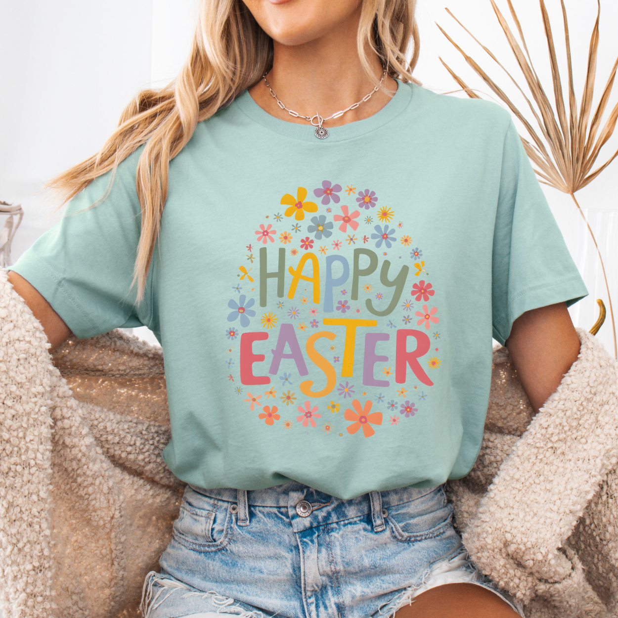 Oversize floral Easter egg graphic t-shirt