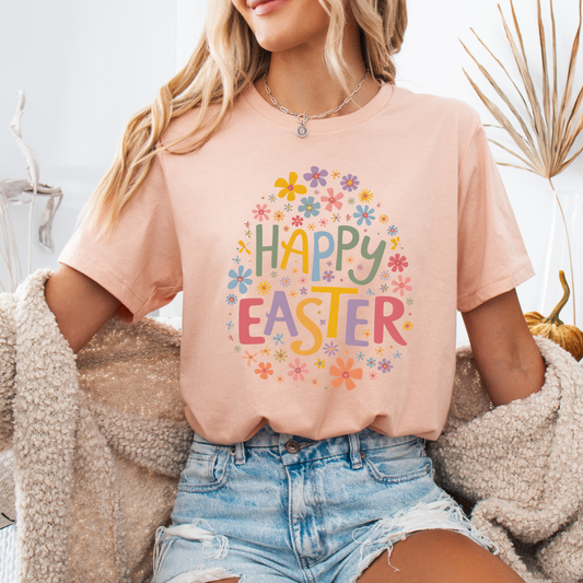 Oversize floral Easter egg graphic t-shirt