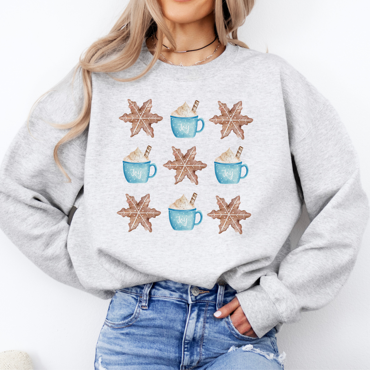 Christmas hot cocoa and gingerbread cookie coquette sweatshirt