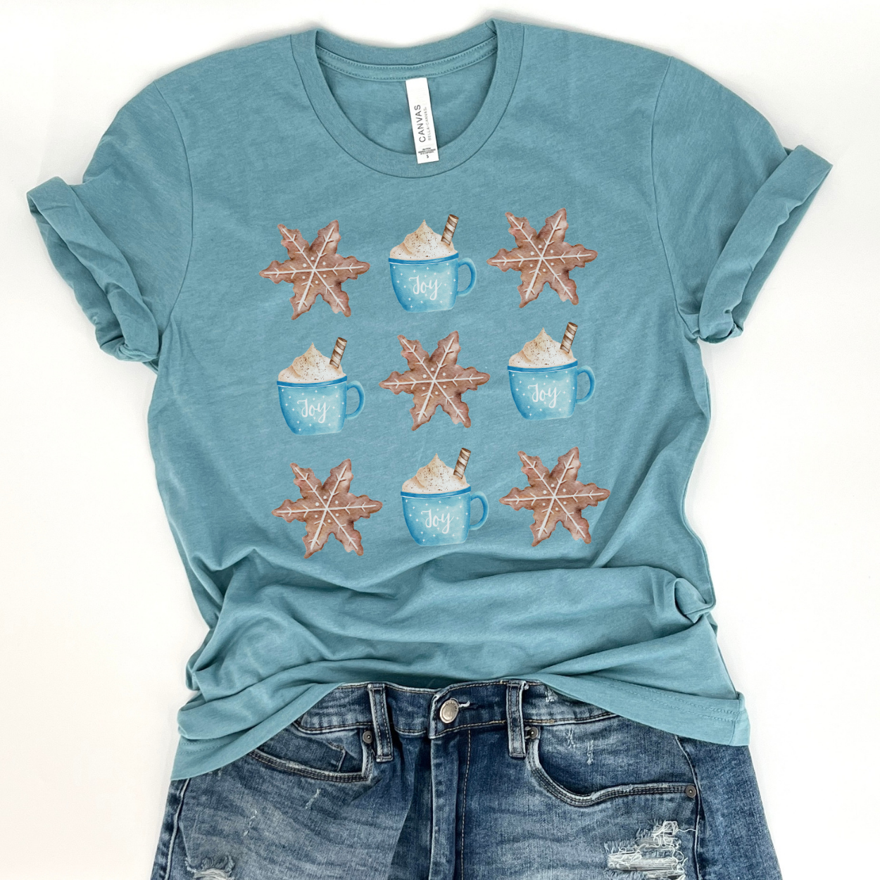 Hot cocoa and gingerbread cookie coquette Christmas t-shirt