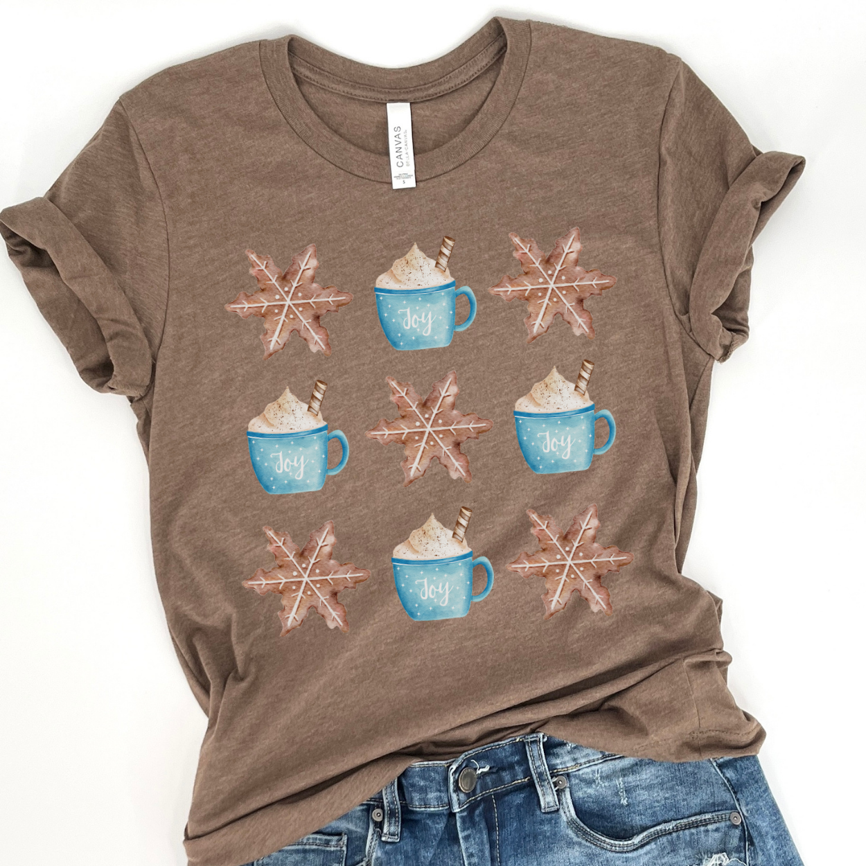 Hot cocoa and gingerbread cookie coquette Christmas t-shirt