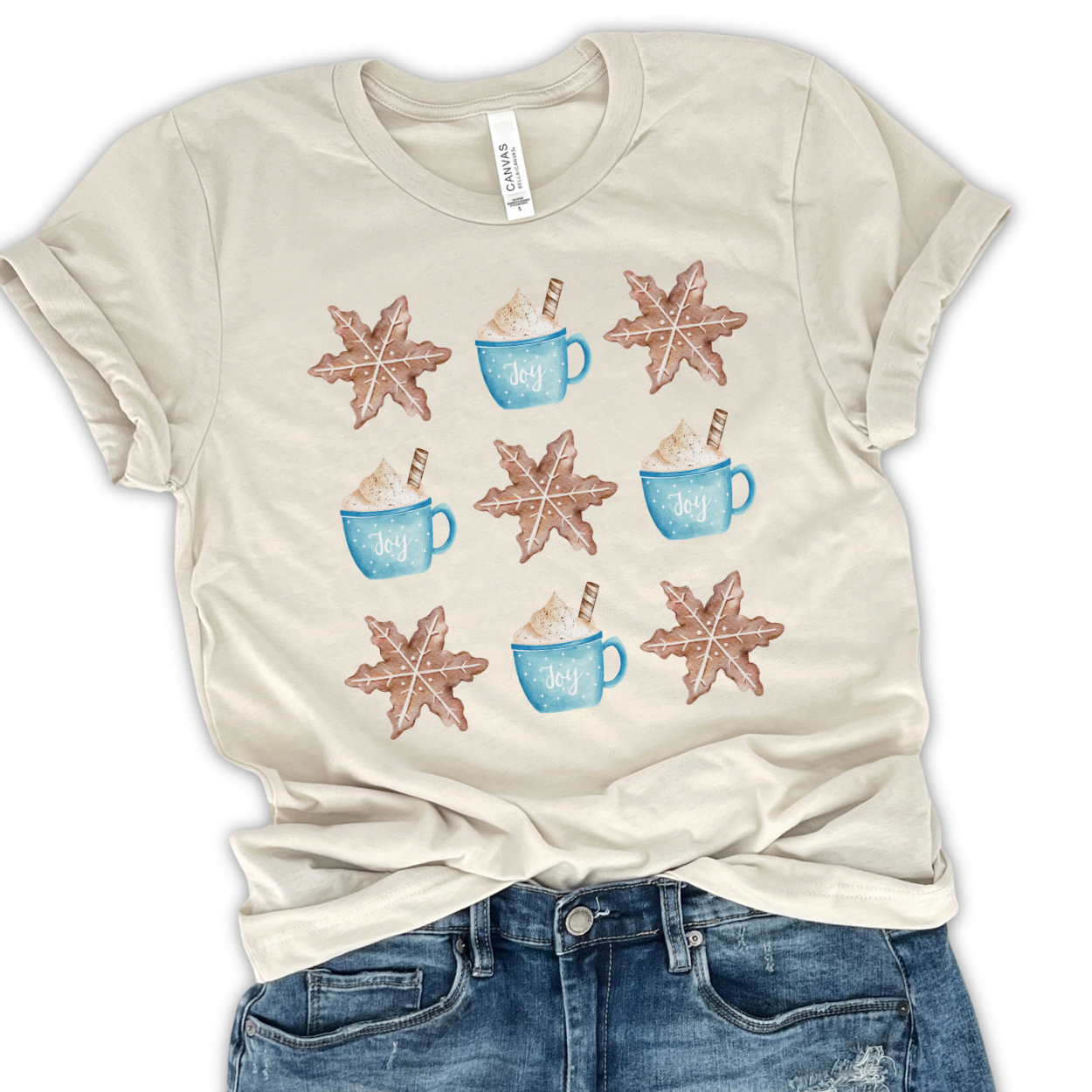 Hot cocoa and gingerbread cookie coquette Christmas t-shirt