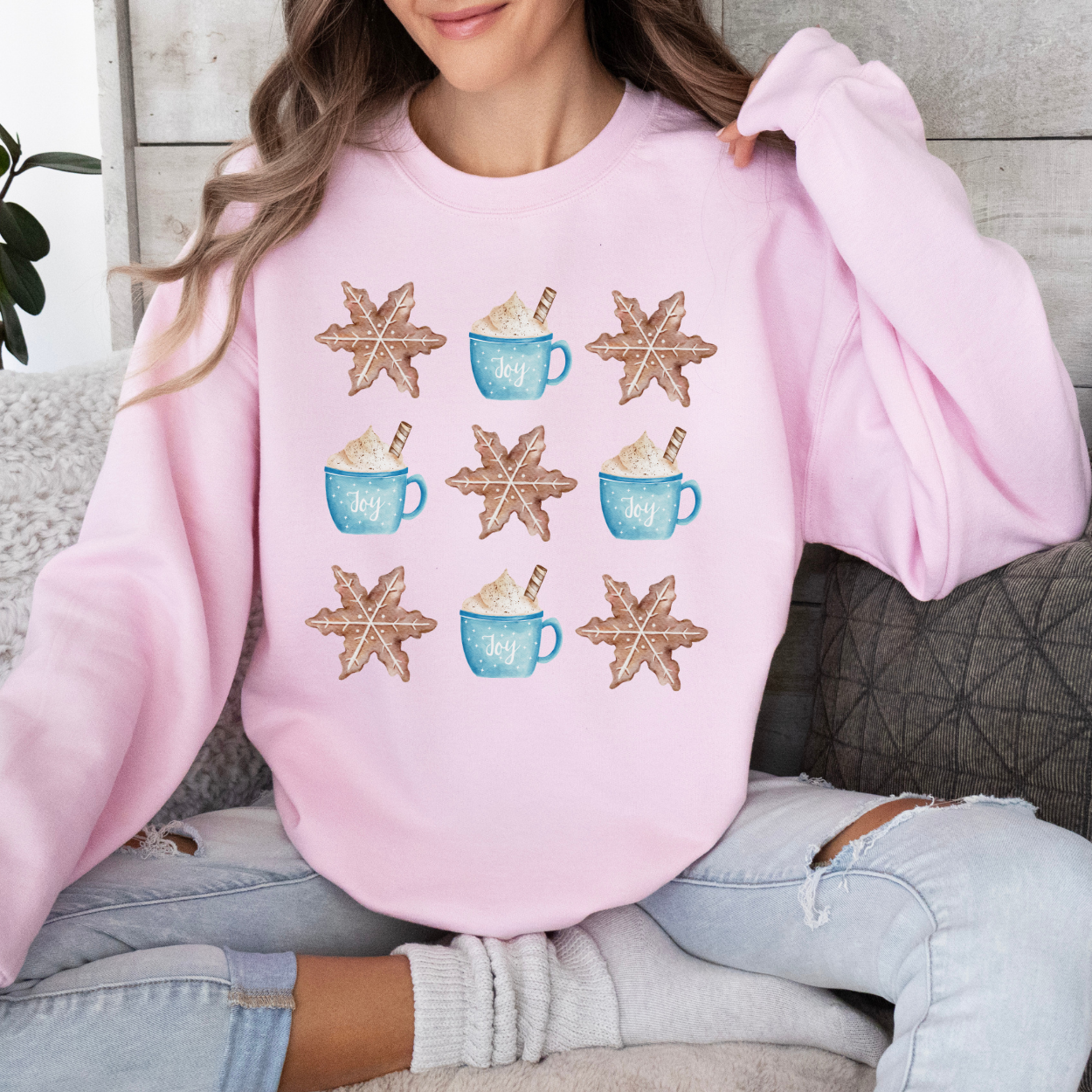 Christmas hot cocoa and gingerbread cookie coquette sweatshirt