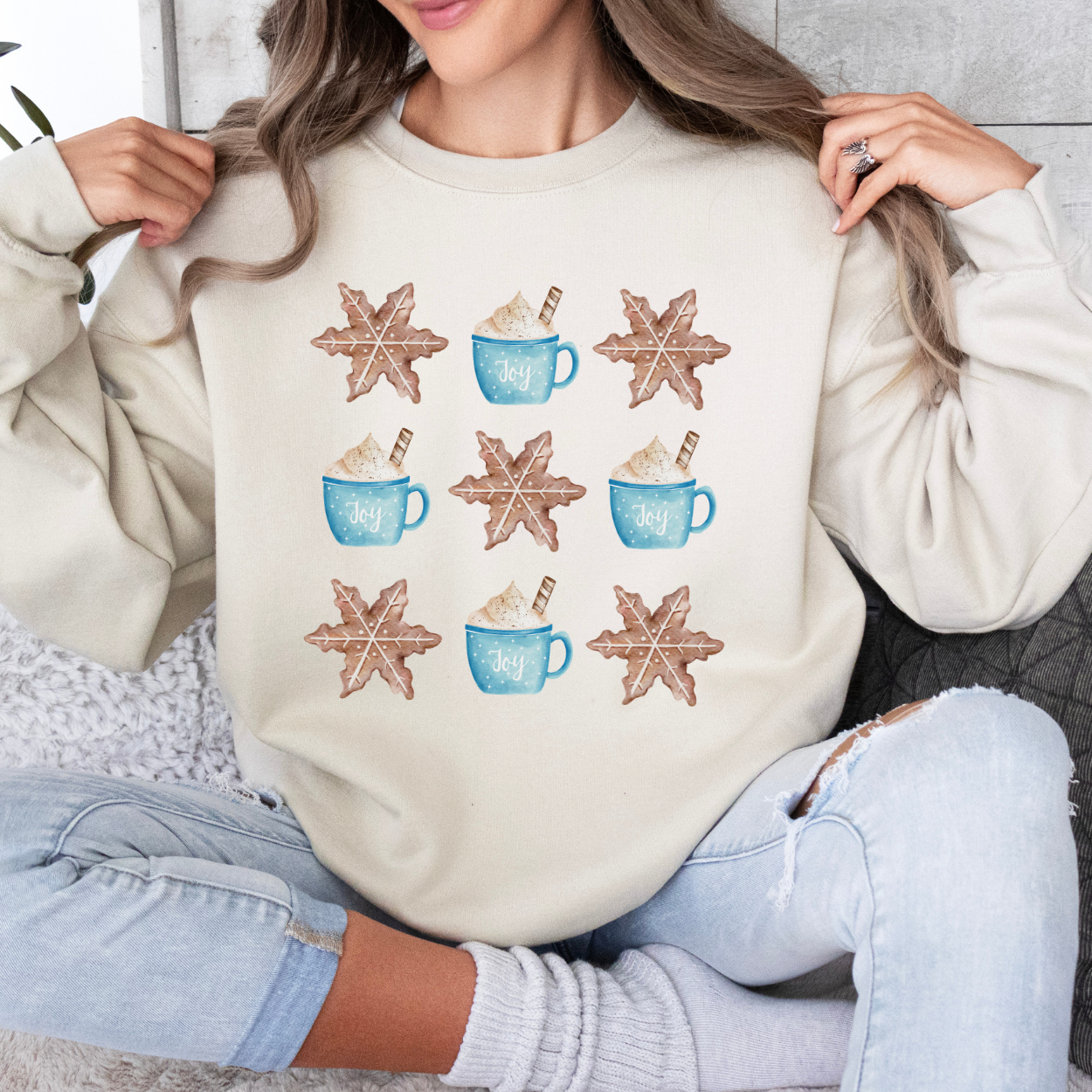 Christmas hot cocoa and gingerbread cookie coquette sweatshirt