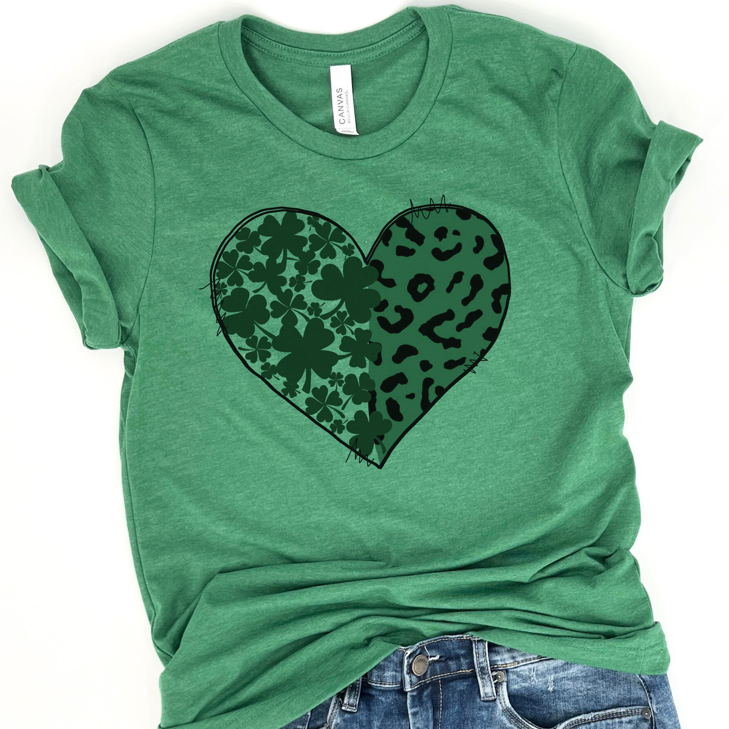 St. Patrick's Day Leopard heart graphic t-shirt