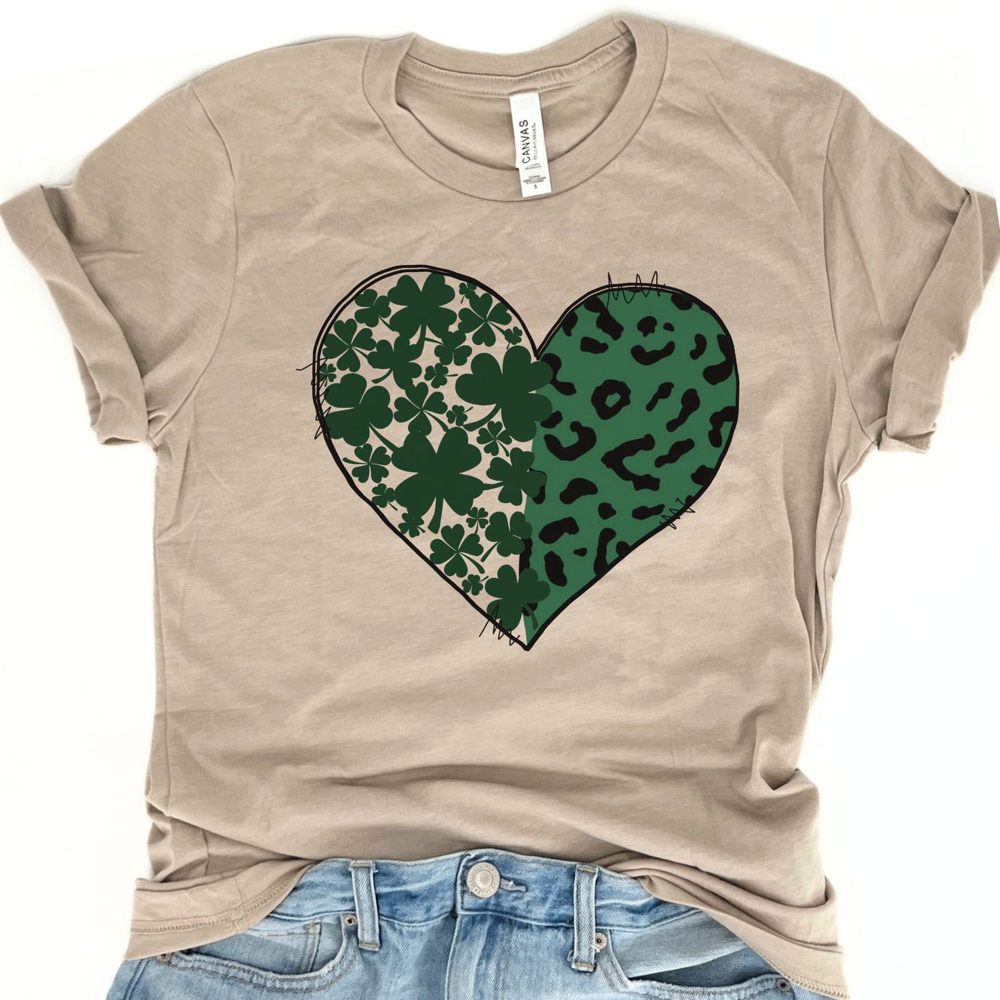 St. Patrick's Day Leopard heart graphic t-shirt