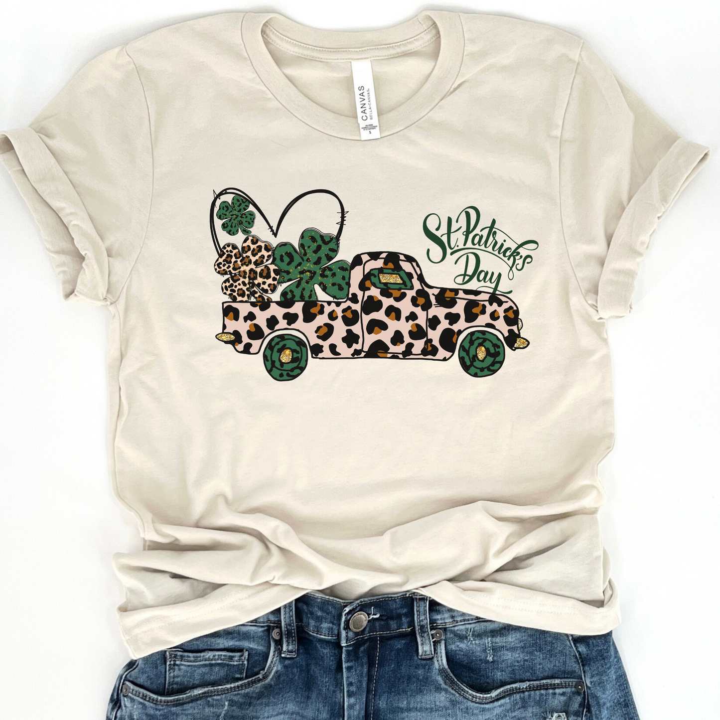 St. Patrick's Day vintage truck graphic t-shirt