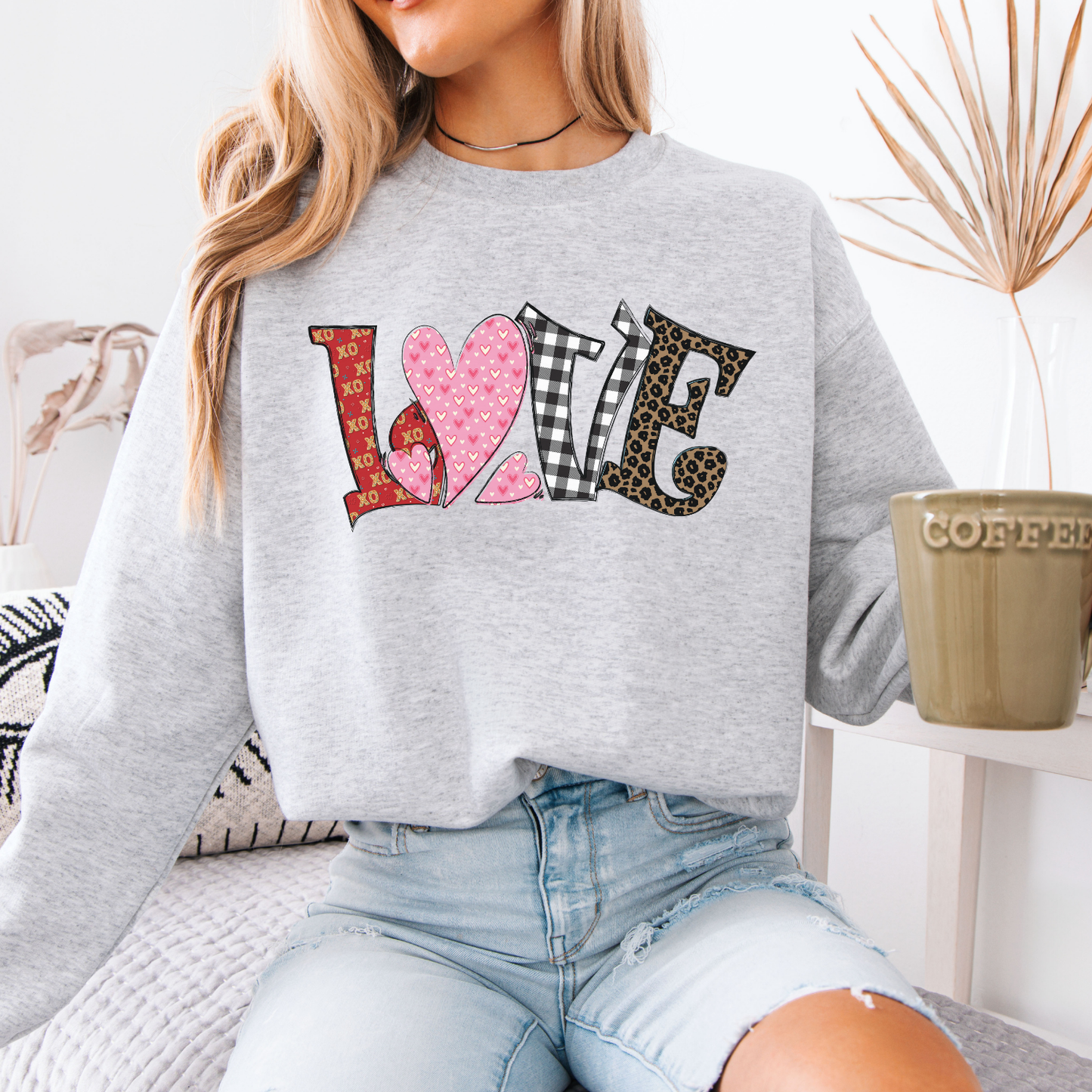 Whimsical love Valentine's Day graphic sweatshirt