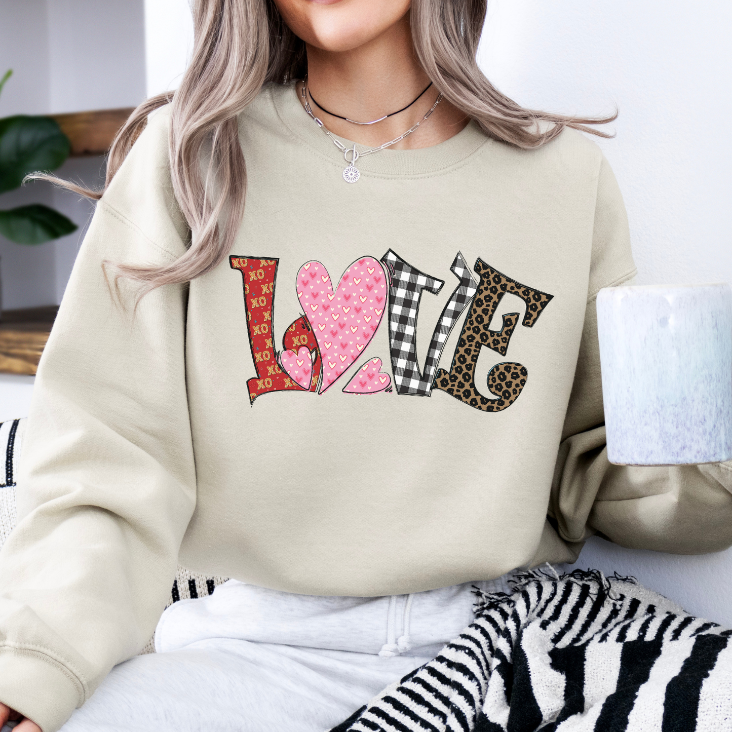 Whimsical love Valentine's Day graphic sweatshirt