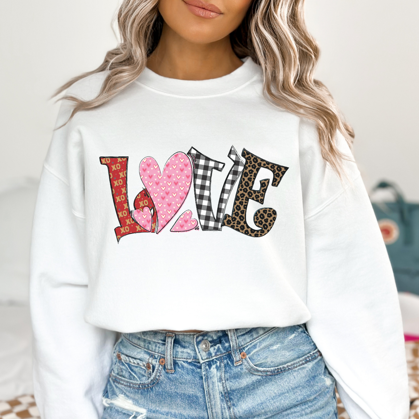 Whimsical love Valentine's Day graphic sweatshirt