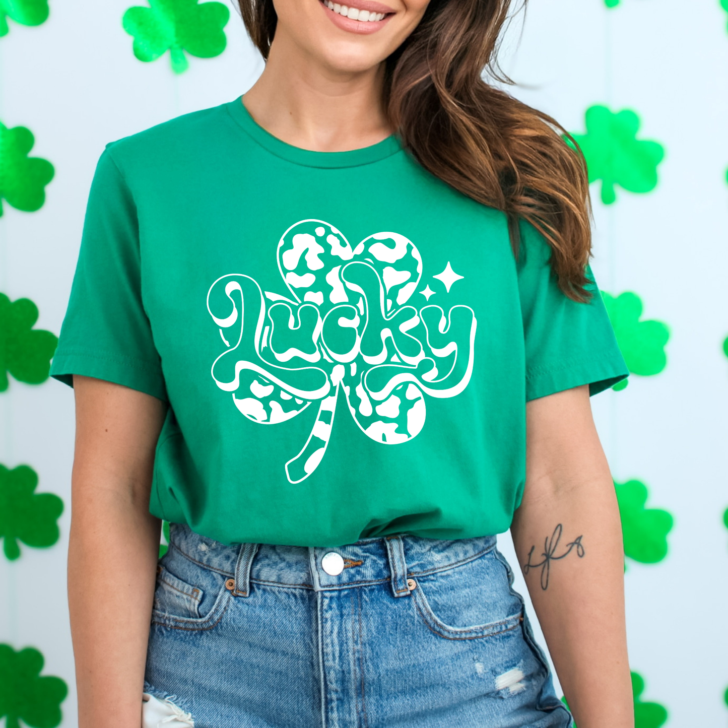 St. Patrick's Day lucky clover women's graphic t-shirt