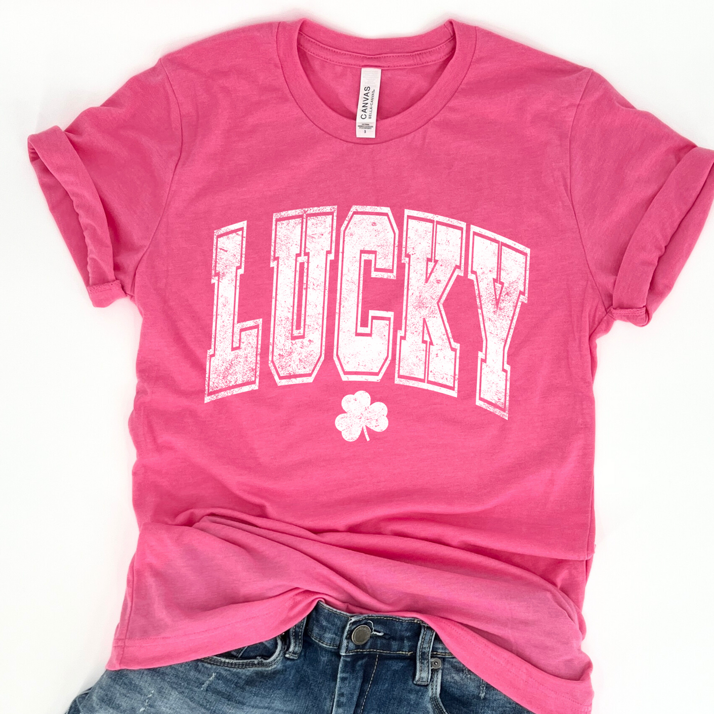 Distressed lucky St. Patrick's Day graphic t-shirt