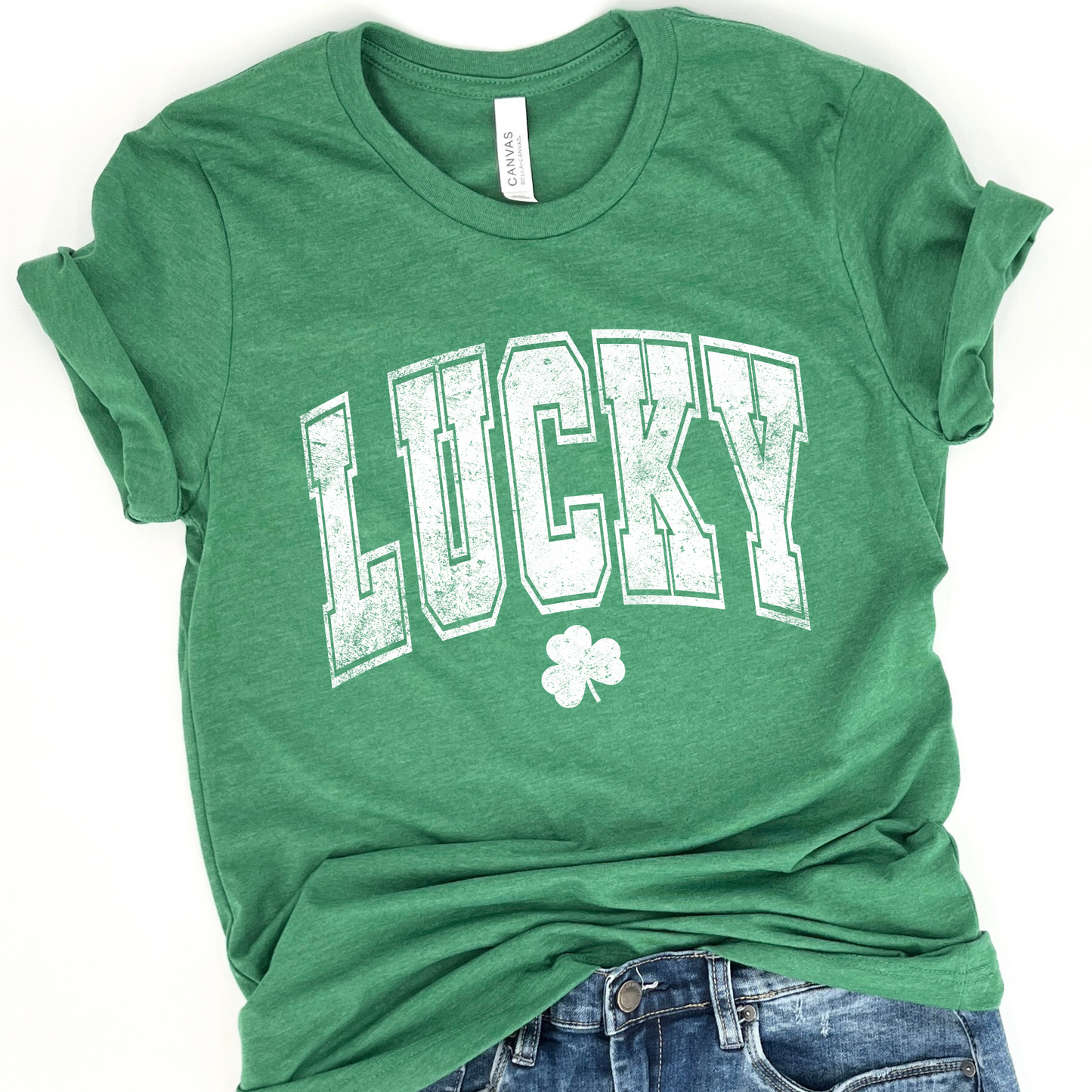 Distressed lucky St. Patrick's Day graphic t-shirt