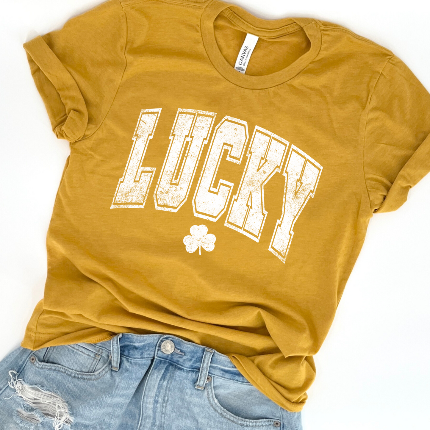 Distressed lucky St. Patrick's Day graphic t-shirt