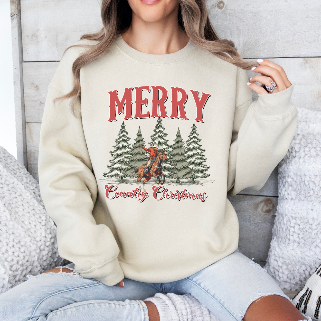 Merry cowboy Christmas women's sweatshirt