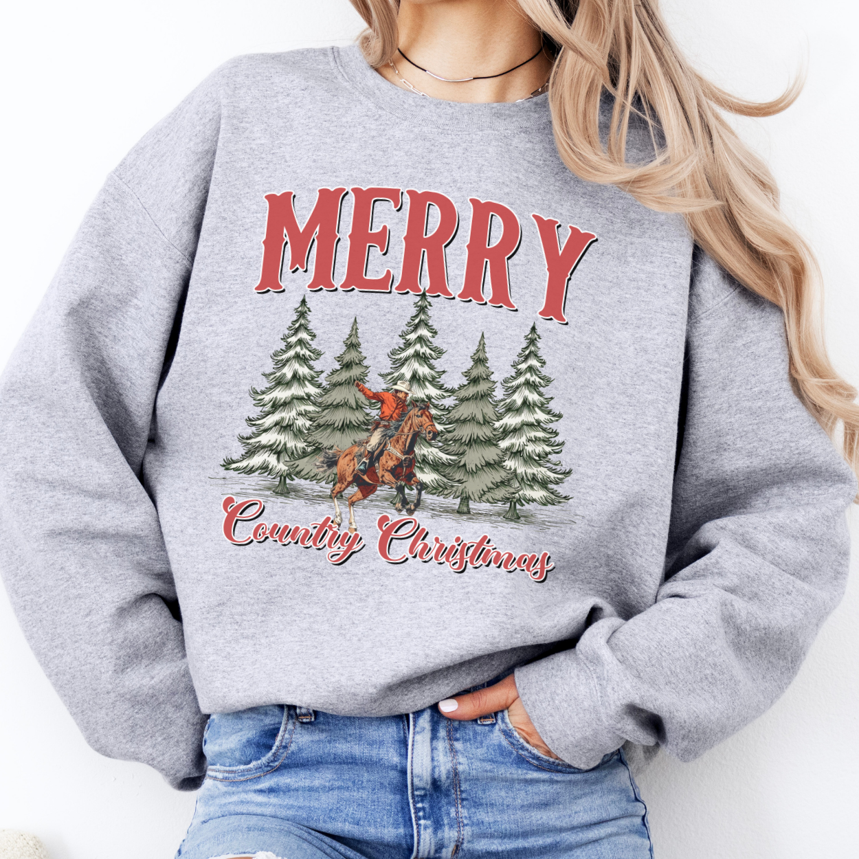 Merry cowboy Christmas women's sweatshirt