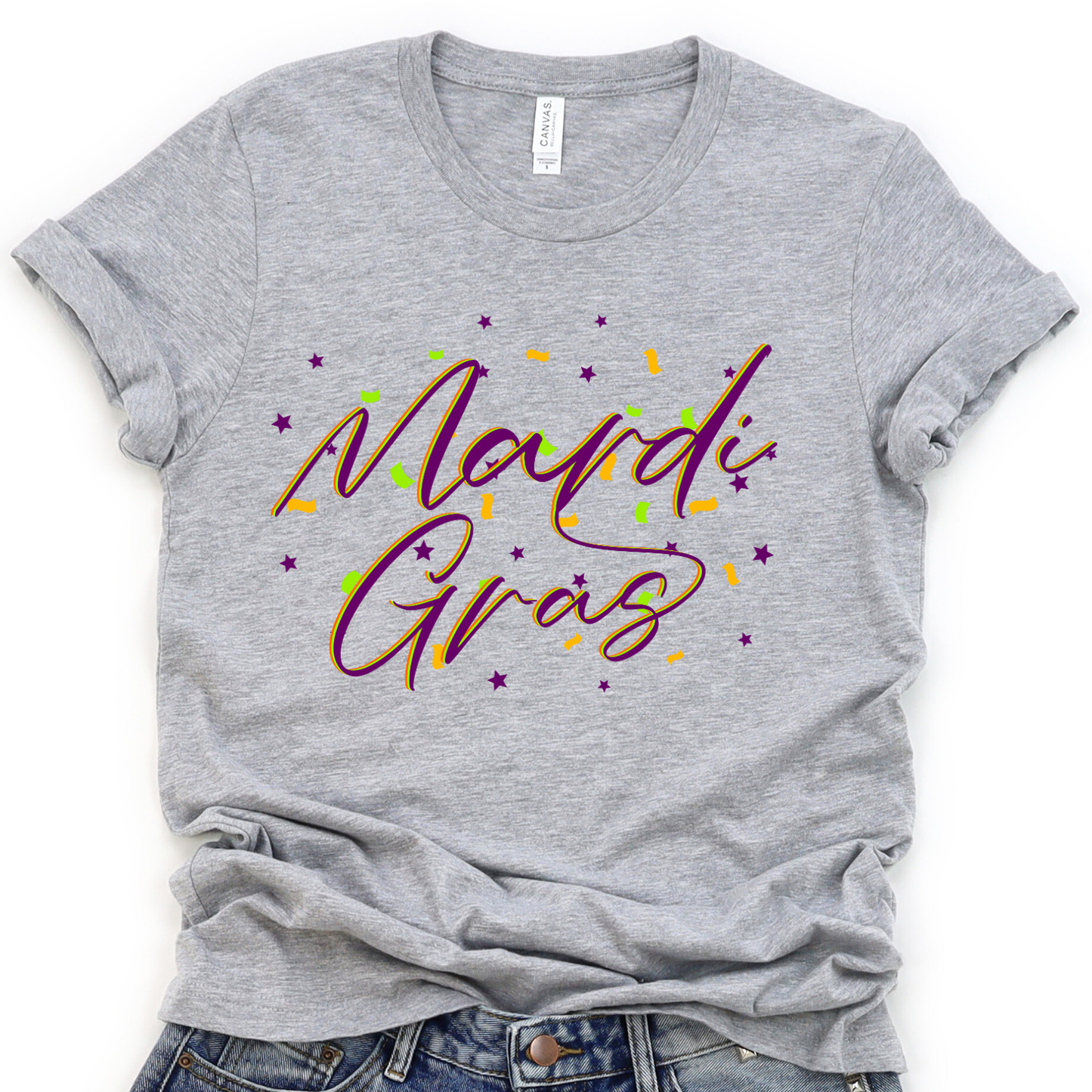 Mardi Gras confetti women's graphic t-shirt