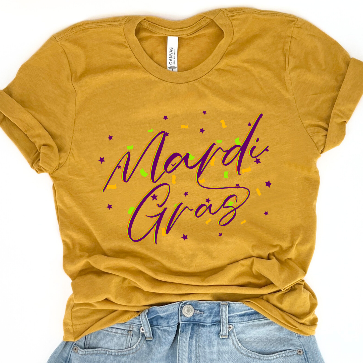 Mardi Gras confetti women's graphic t-shirt