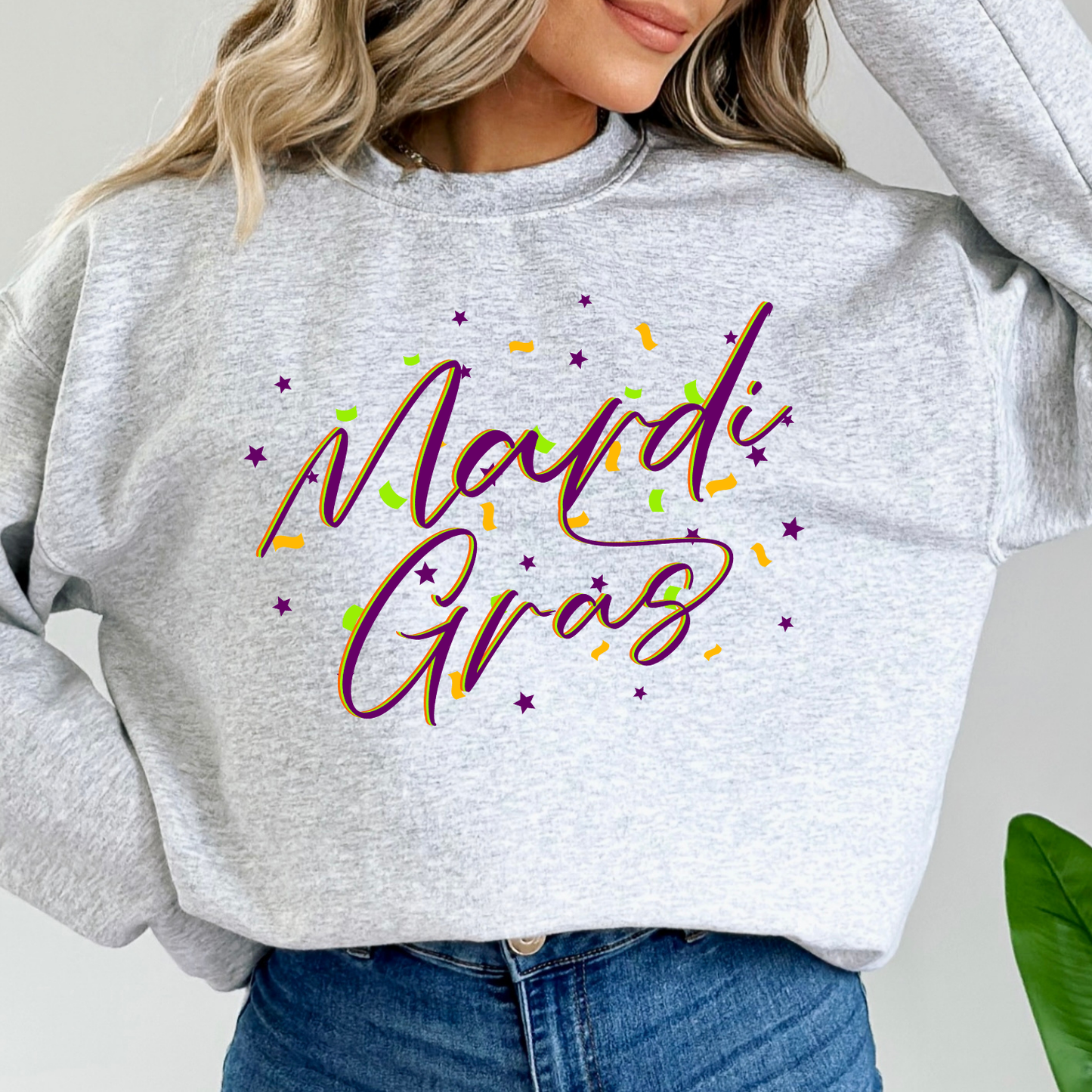 Mardi Gras confetti graphic sweatshirt