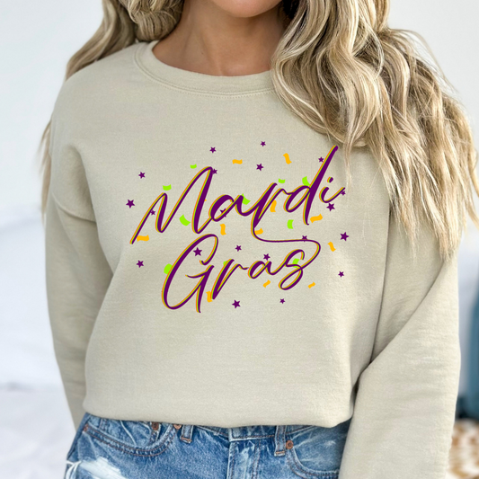 Mardi Gras confetti graphic sweatshirt