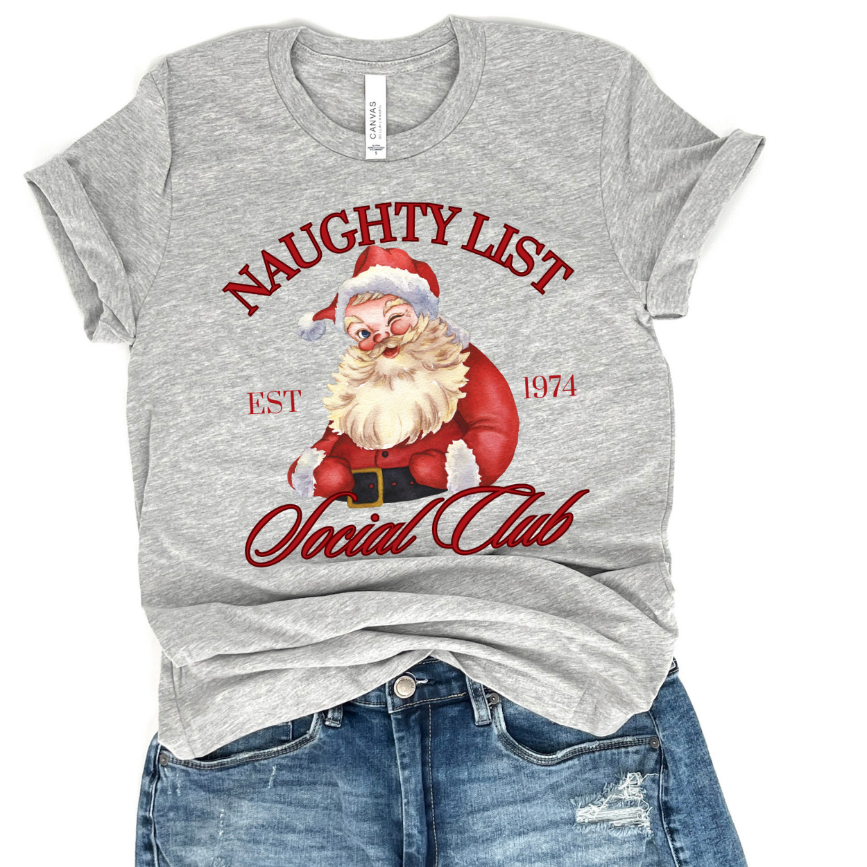 Santa's Naughty List social club Christmas t-shirt