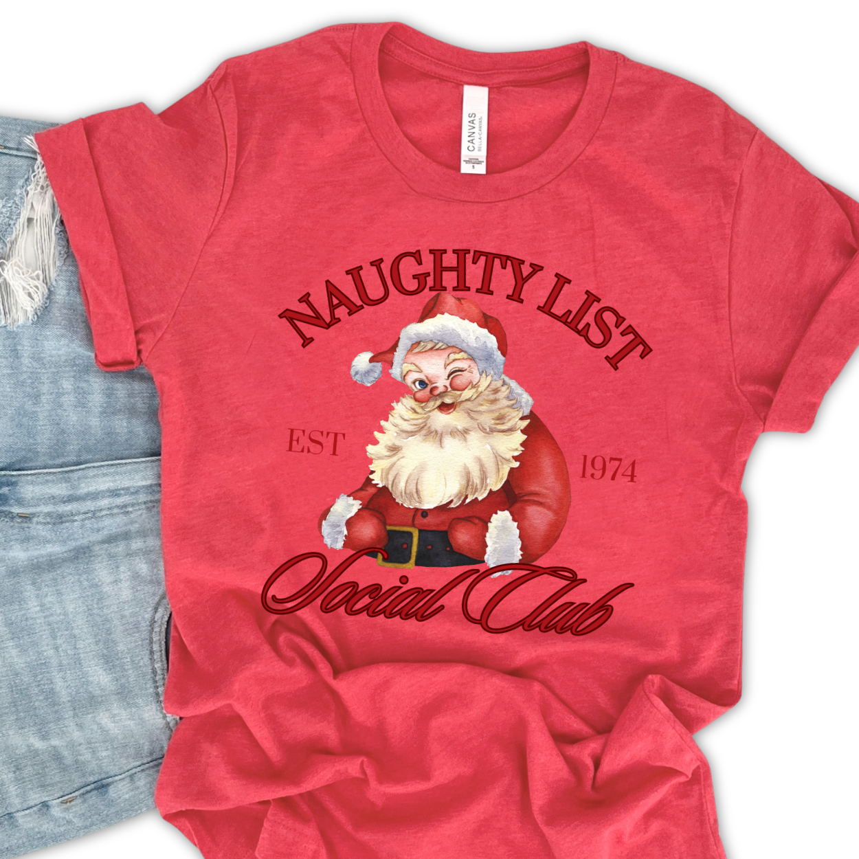 Santa's Naughty List social club Christmas t-shirt