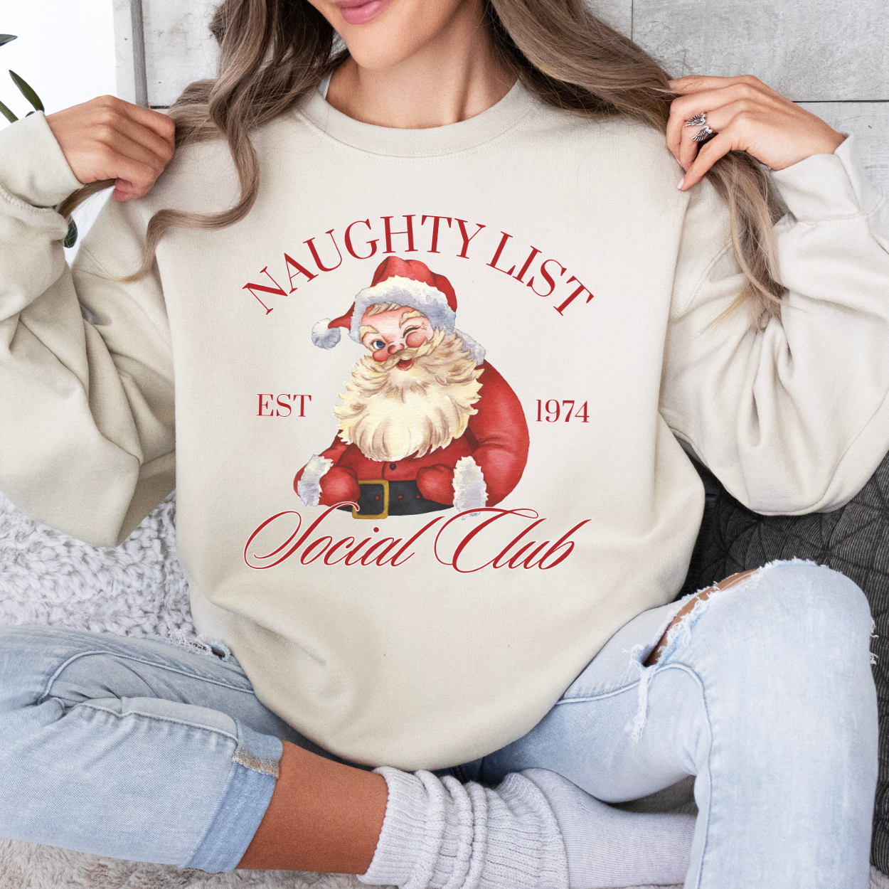 Santa's naughty list social club sweatshirt