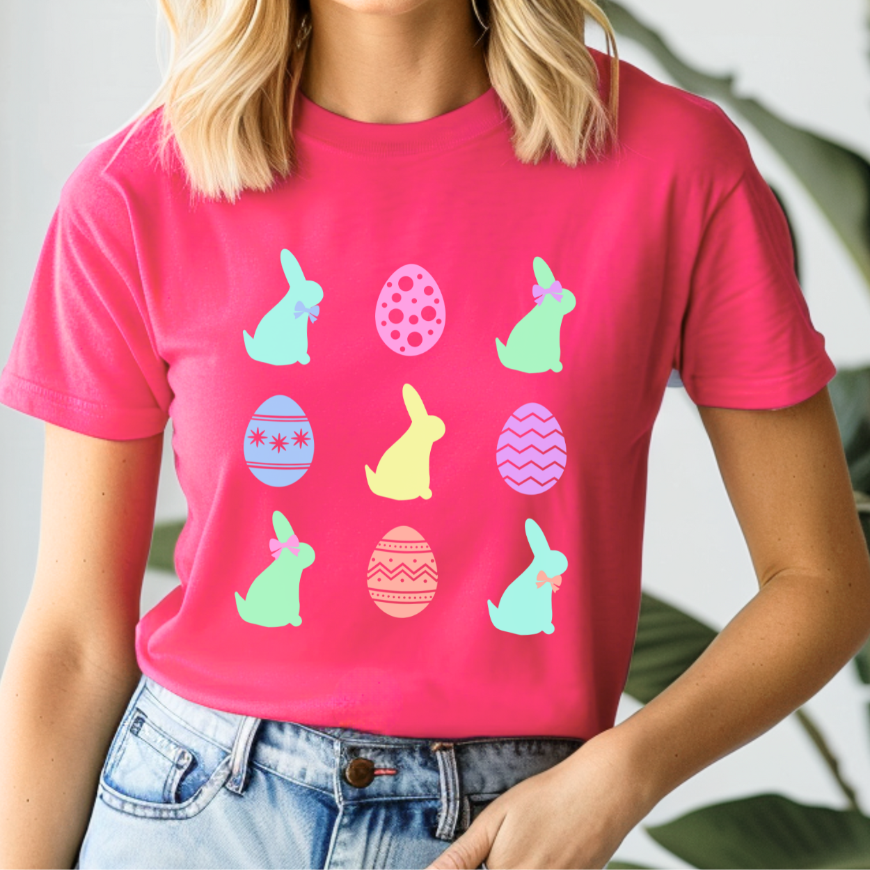 Trendy coquette neon Easter graphic t-shirt