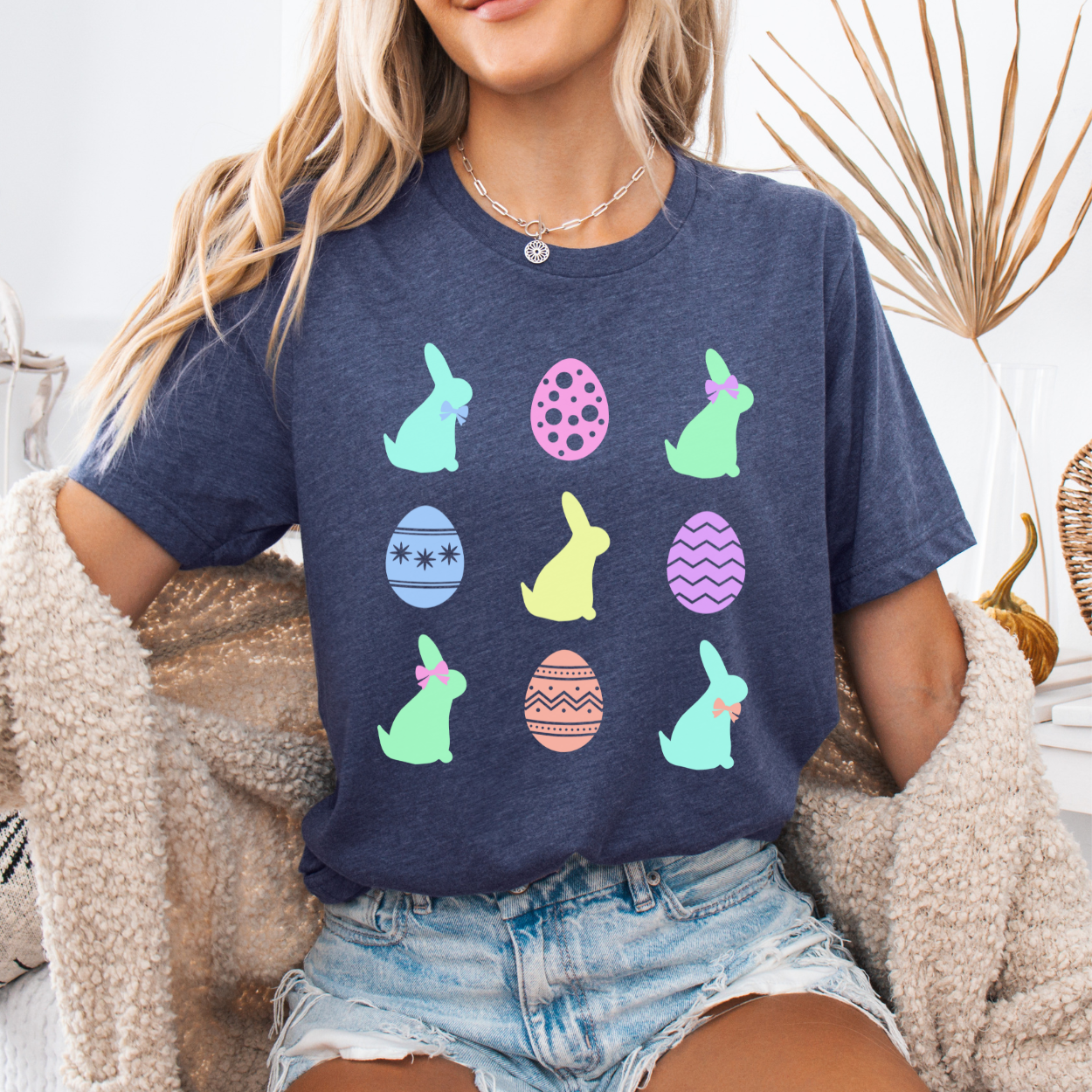 Trendy coquette neon Easter graphic t-shirt